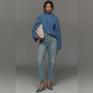 NEW AGOLDE 90s Pinch Crop High-Rise Straight-Leg Jeans in Ripple, Size 29